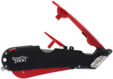 Modern Box Cutter, extra tape cutter at back, dual side edge guide, 3 blade depth setting, 2 blades and holster - Red Color 2000