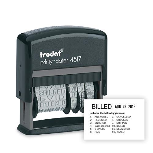 Trodat Printy 4817 Self-inking Economy 12-Message and Date Stamp, Black