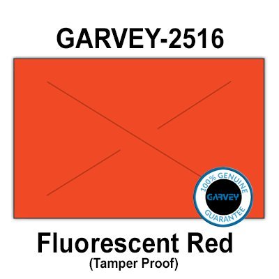 160,000 GENUINE GARVEY 2516 Fluorescent Red General Purpose Labels: full case - 20 ink rollers - tamper proof security cuts