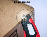 Modern Box Cutter, extra tape cutter at back, dual side edge guide, 3 blade depth setting, 2 blades and holster - Red Color 2000